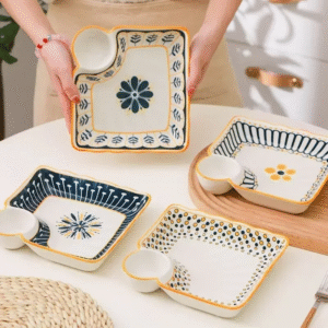 Dumpling Plate with Vinegar Dish Household Ceramic Plate